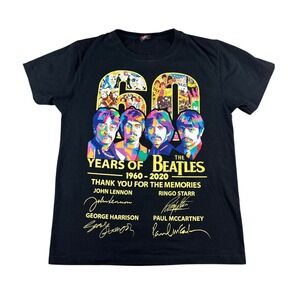 The Beatles T Shirt Men S Black 60 Years 1960-2020 Thank You For The Memories